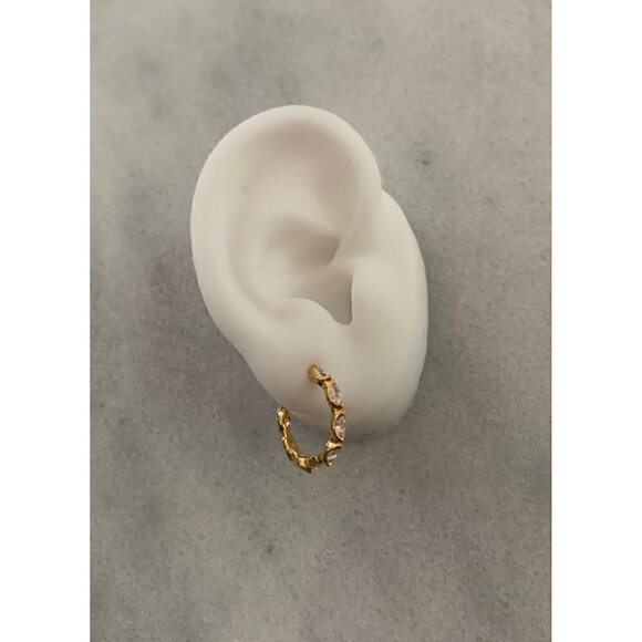Boutique Jewelry - COPY - Gold Tear Drop Crystal Pave Hoop Earrings Brand New